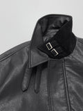 [unisex] Lereve High-Neck Over Fit Leather Blouson