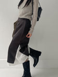 Double layered satin long skirt
