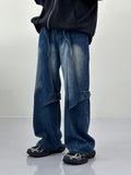 Snake flap button denim pants
