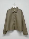 Leather Overfit Crop Shirt