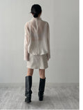 Organza Mock Neck See-Through Blouse