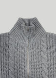 High-Neck Cable Knit Zip-Up