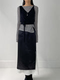 Ribbed wrap see-through layered t-shirt