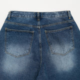 Brush cutting bermuda denim pants