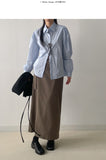Belted H-Line Brushed Long Skirt