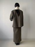 Shear Wool No-Collar Overfit Single Jacket