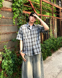 Pigment Dyeing Check Short Sleeve Shirt
