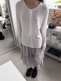 CHECK SHIRRING LAYERED SKIRT