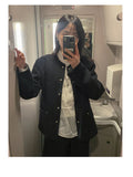 Snap half tweed jacket