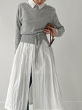 [Scarf SET] Tuyu boat neck slit crop knit