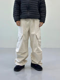 Peach Cotton Diagonal Cargo Balloon Pants