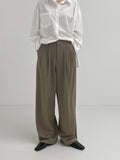 [unisex] Leel Two Tuck Banding Wide Slacks