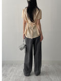 [Short sleeve ver.] Cheek strap long blouse