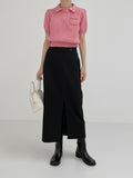 Puff wool short sleeve knit
