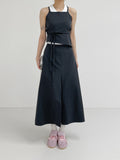 Purette Chiffon Banding Long Skirt