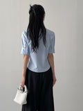 Pintuck Slim Fit Elbow Length Shirt
