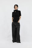 Shirring tie short sleeve shirt