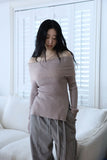 Angora fur off-shoulder knit