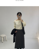 Mirror Low Pleats Long Skirt