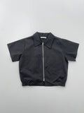 Epee Two-Way Zip-Up Crop Shirt