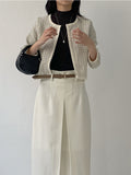 Fence color matching tweed crop cardigan