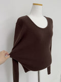 [Plan] Kissing Ribbed U-neck Knit T-shirt
