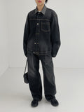 [unisex] Catwashing Belted Pintuck Wide Denim