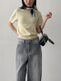 [unisex] Back pin tuck gradient wide denim