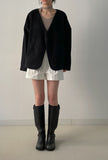 [wool20%] Smil No-Collar Robe Short Jacket