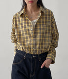 [unisex] Fuzzy Check Overfit Shirt
