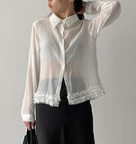 Frill Yoru See-through Blouse