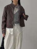 Biker Overfit Short Leather Jacket