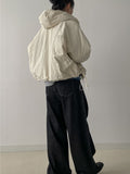 Shirring Hood Crop Padding Jumper