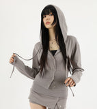Ari snap hood zip-up