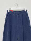 Banding corduroy long wide pants