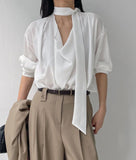 Scott Drape Tie Blouse