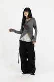 Low buckle banding denim pants