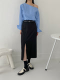 Unbalanced Shoulder Poplin Shirt