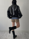 Crocker Glossy Leather Overfit Blouson