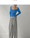 One tuck banding training wide pants