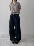 [unisex] 250 pin tuck wide denim pants