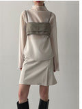 Organza Mock Neck See-Through Blouse