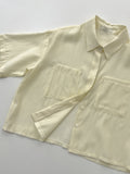 Pocket See-Through Crop Blouse