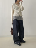 554 Roll-up selvage wide denim pants