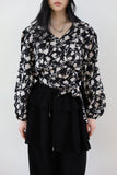 Cropped Wrap Flower Blouse