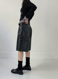 [unisex] Leather Carpenter Bermuda Wide Pants