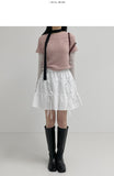 Frill Banding Flared Mini Skirt