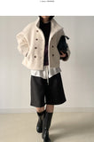 Hairy High Neck Double Short Coat