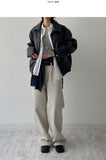 [unisex] Curl Vintage Leather Overfit Blouson