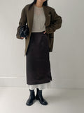 Double layered satin long skirt
